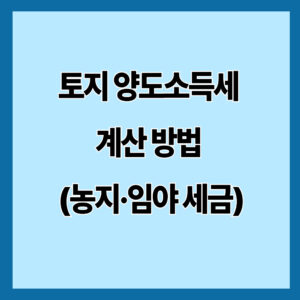 토지 양도소득세 계산 방법 (농지·임야 세금)