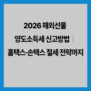 2026 해외선물 양도소득세 신고방법｜홈택스·손택스 절세 전략까지