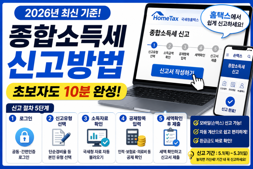 종합소득세 신고방법 초간단 정리｜홈택스 10분 완료 (2026)