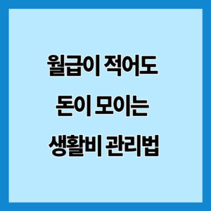 월급이 적어도 돈이 모이는 생활비 관리법