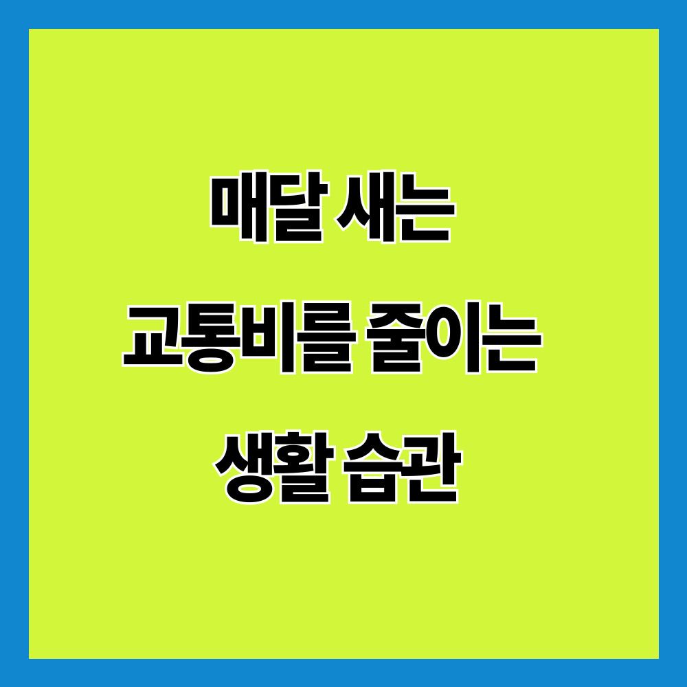 매달 새는 교통비를 줄이는 생활 습관