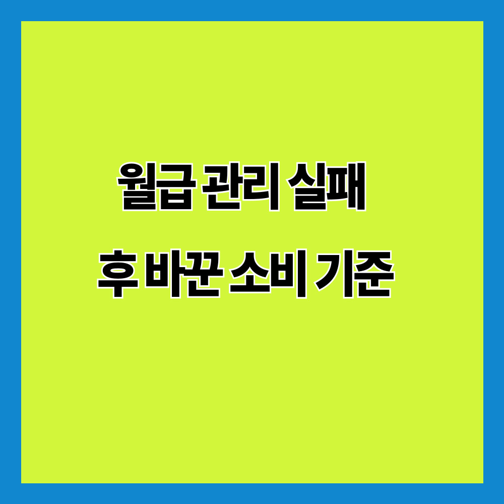 월급 관리 실패 후 바꾼 소비 기준