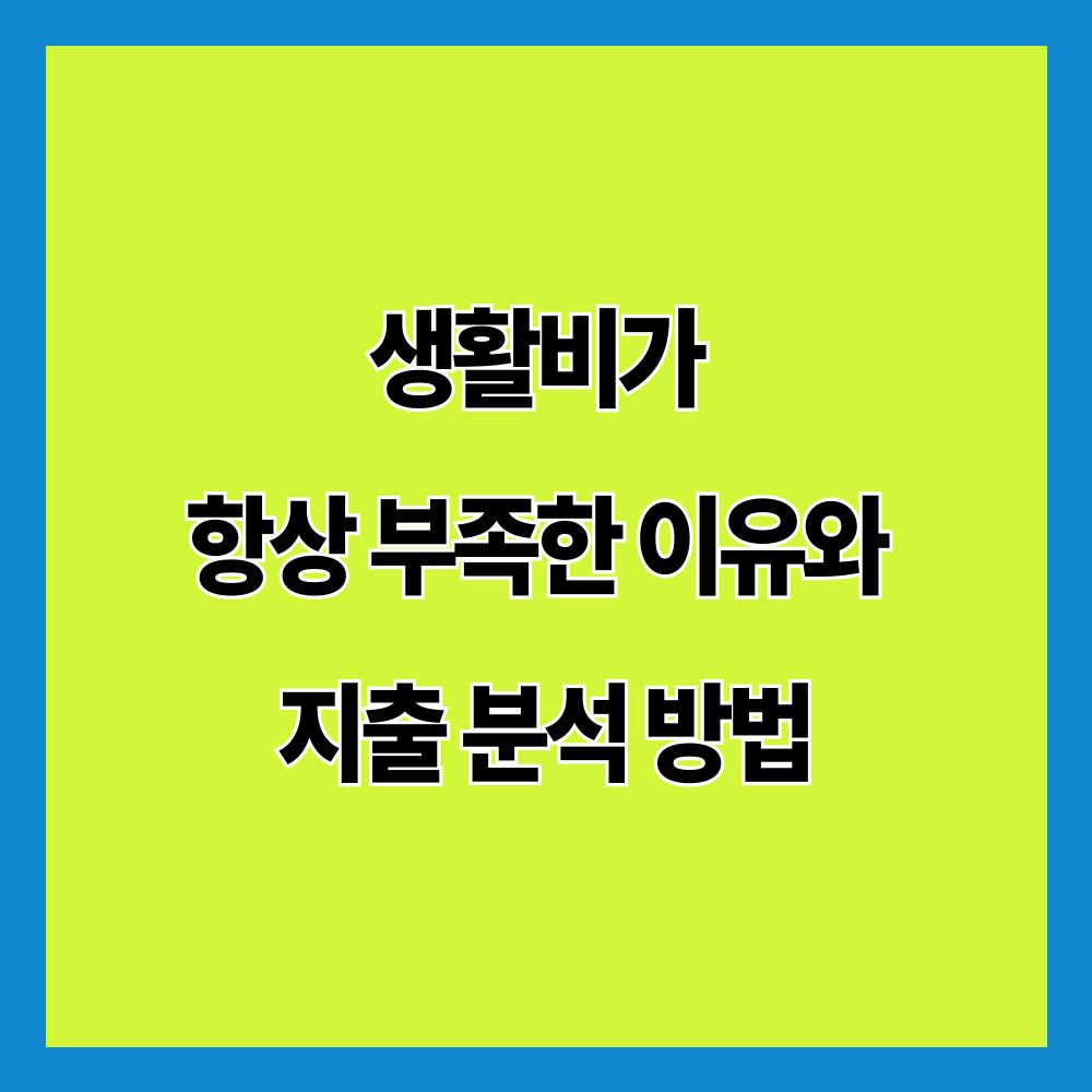 생활비가 항상 부족한 이유와 지출 분석 방법