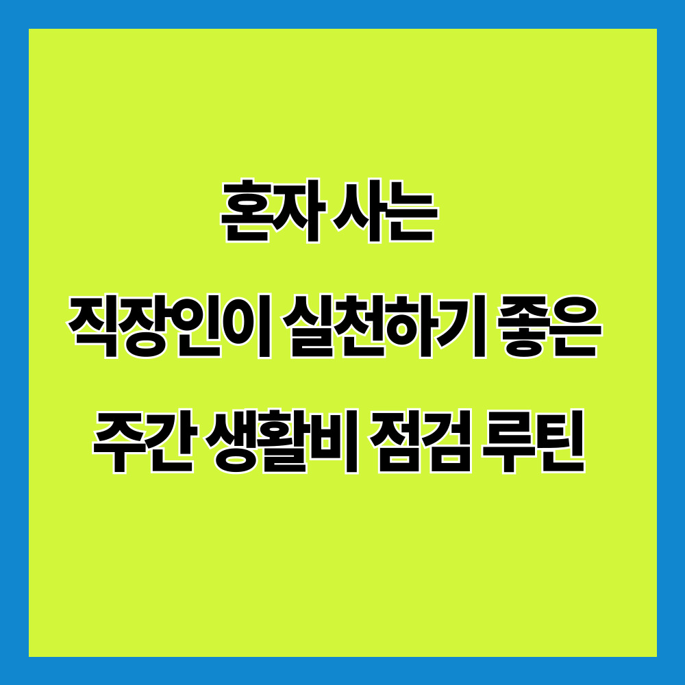 혼자 사는 직장인이 실천하기 좋은 주간 생활비 점검 루틴