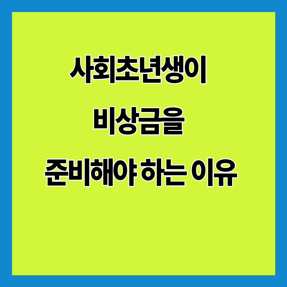 사회초년생이 비상금을 준비해야 하는 이유