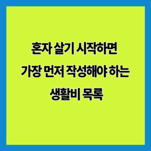 혼자 살기 시작하면 가장 먼저 작성해야 하는 생활비 목록