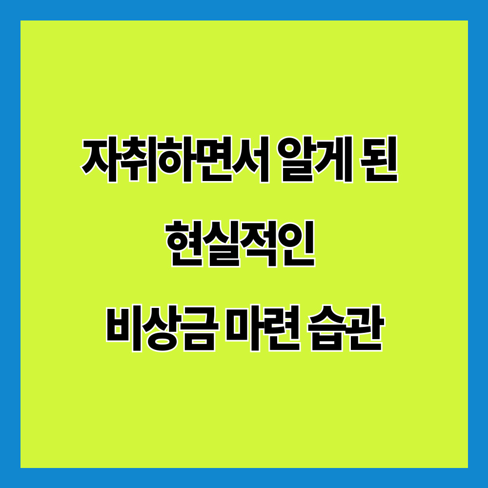 자취하면서 알게 된 현실적인 비상금 마련 습관