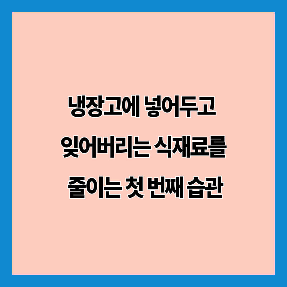 냉장고에 넣어두고 잊어버리는 식재료를 줄이는 첫 번째 습관