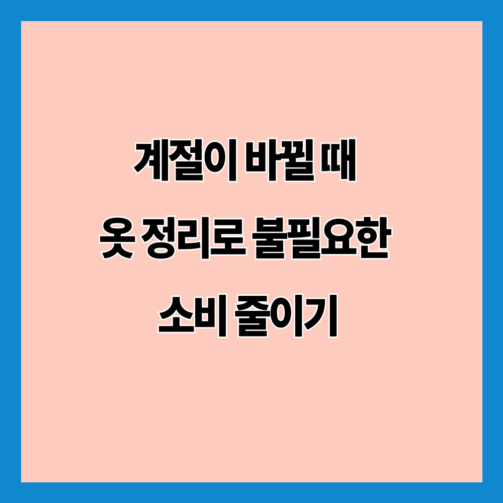 계절이 바뀔 때 옷 정리로 불필요한 소비 줄이기
