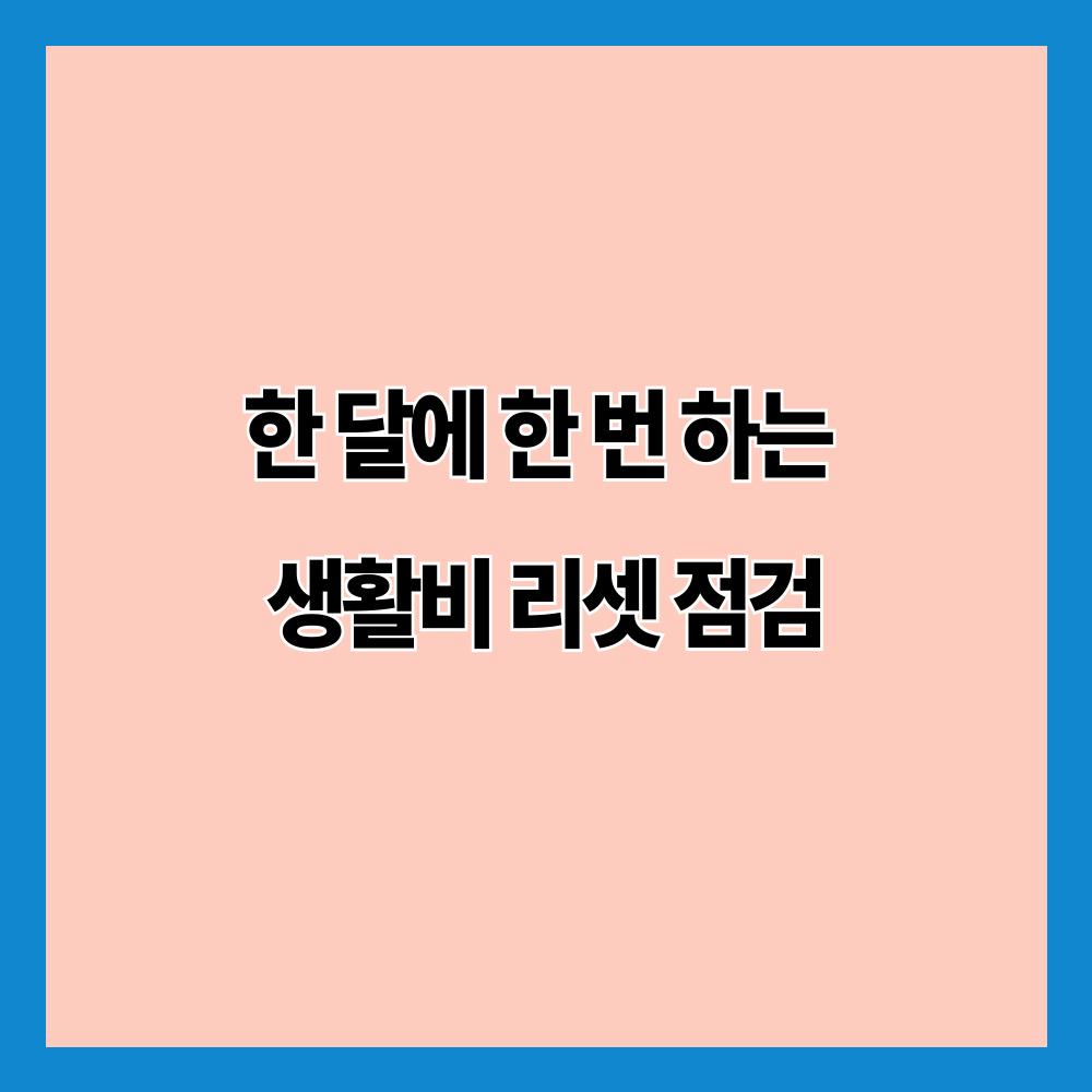 한 달에 한 번 하는 생활비 리셋 점검