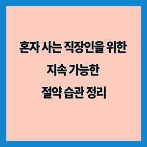 혼자 사는 직장인을 위한 지속 가능한 절약 습관 정리