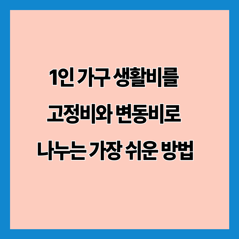 1인 가구 생활비를 고정비와 변동비로 나누는 가장 쉬운 방법