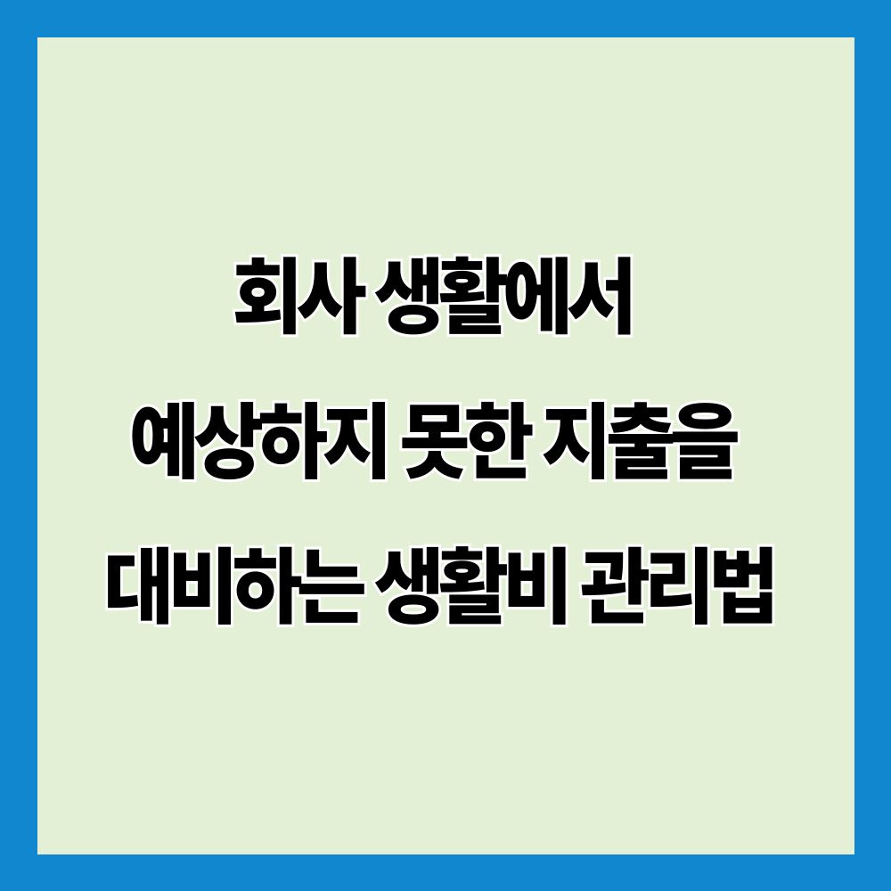 회사 생활에서 예상하지 못한 지출을 대비하는 생활비 관리법