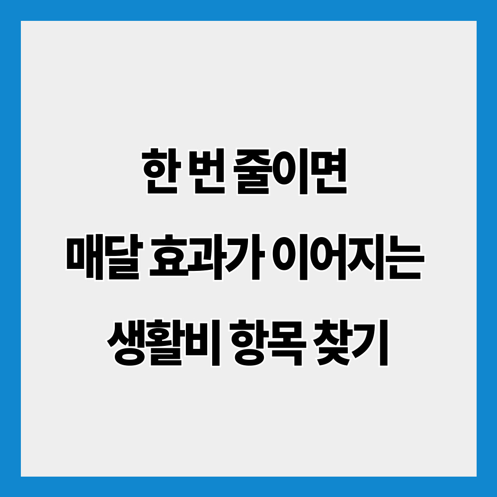 한 번 줄이면 매달 효과가 이어지는 생활비 항목 찾기
