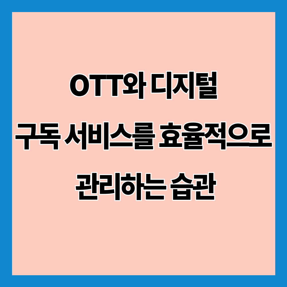OTT와 디지털 구독 서비스를 효율적으로 관리하는 습관