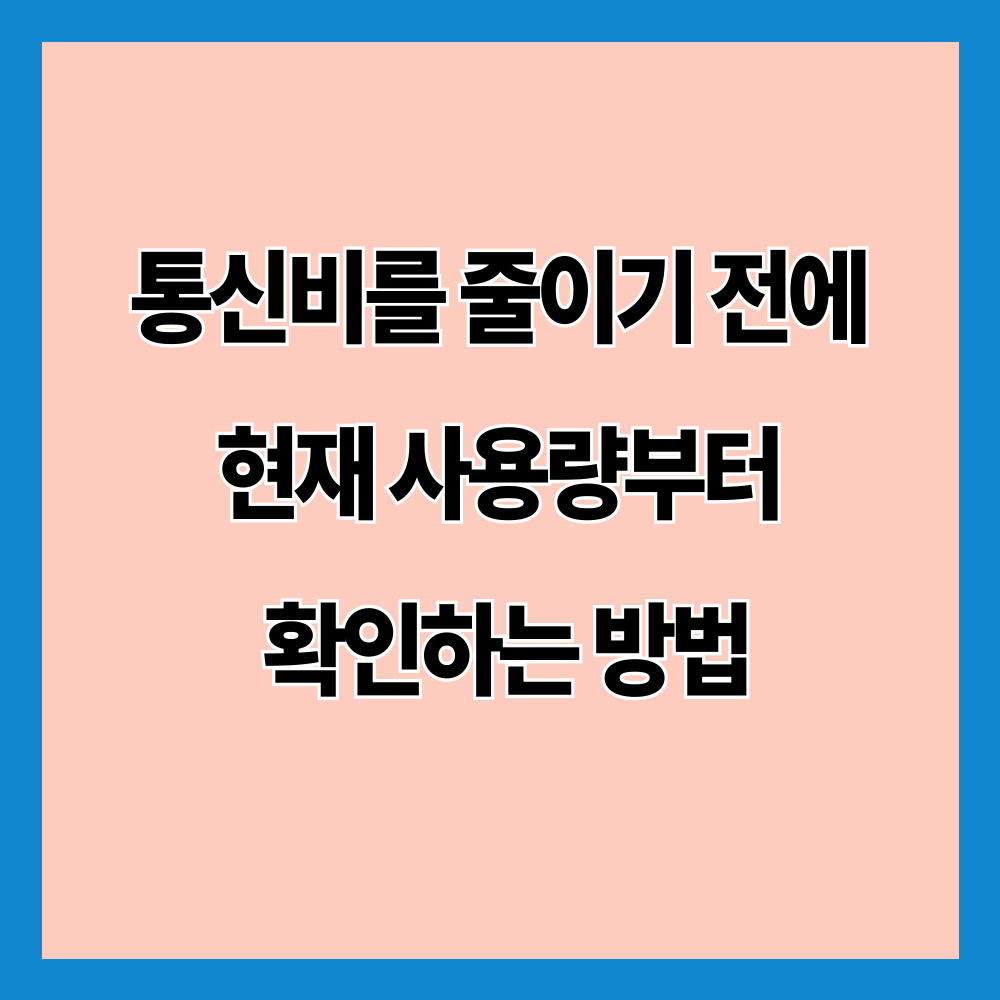 통신비를 줄이기 전에 현재 사용량부터 확인하는 방법