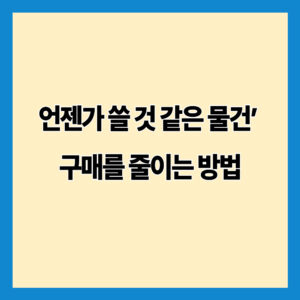 언젠가 쓸 것 같은 물건’ 구매를 줄이는 방법