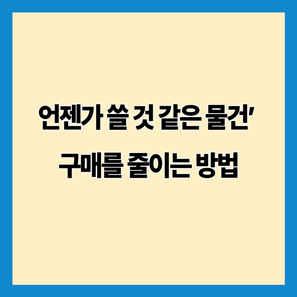 언젠가 쓸 것 같은 물건’ 구매를 줄이는 방법