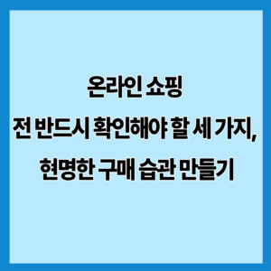 온라인 쇼핑 전 반드시 확인해야 할 세 가지, 현명한 구매 습관 만들기