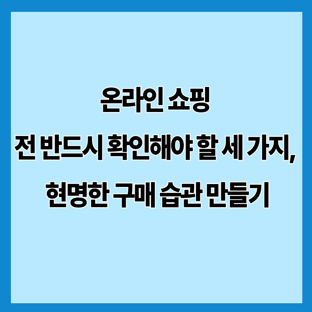 온라인 쇼핑 전 반드시 확인해야 할 세 가지, 현명한 구매 습관 만들기