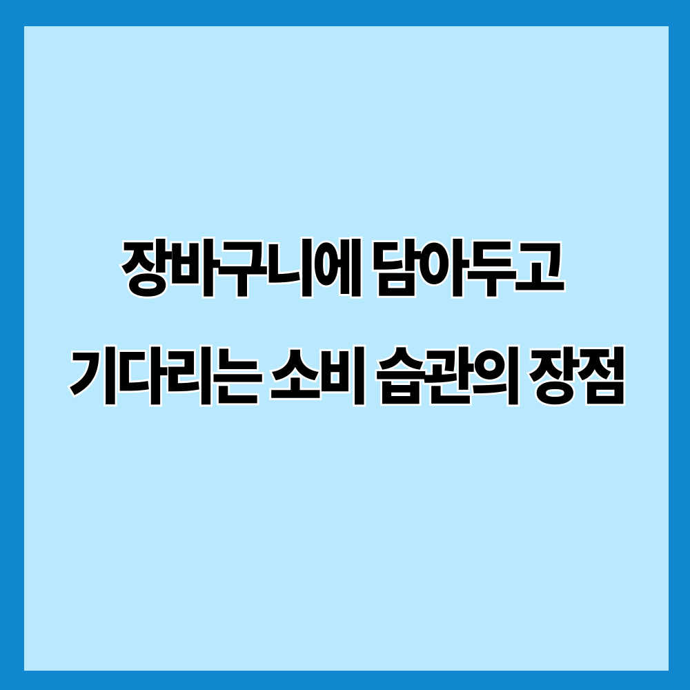 장바구니에 담아두고 기다리는 소비 습관의 장점